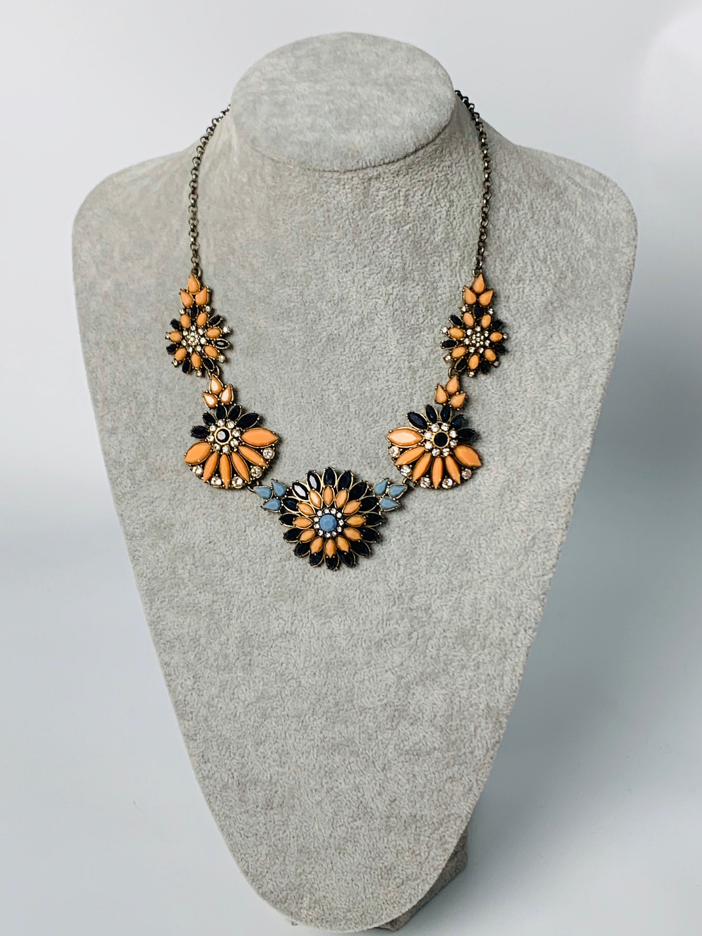 Vintage J Crew Flower Bib Statement Necklace - Etsy Vintage J Crew Flower Bib Statement Necklace - Etsy