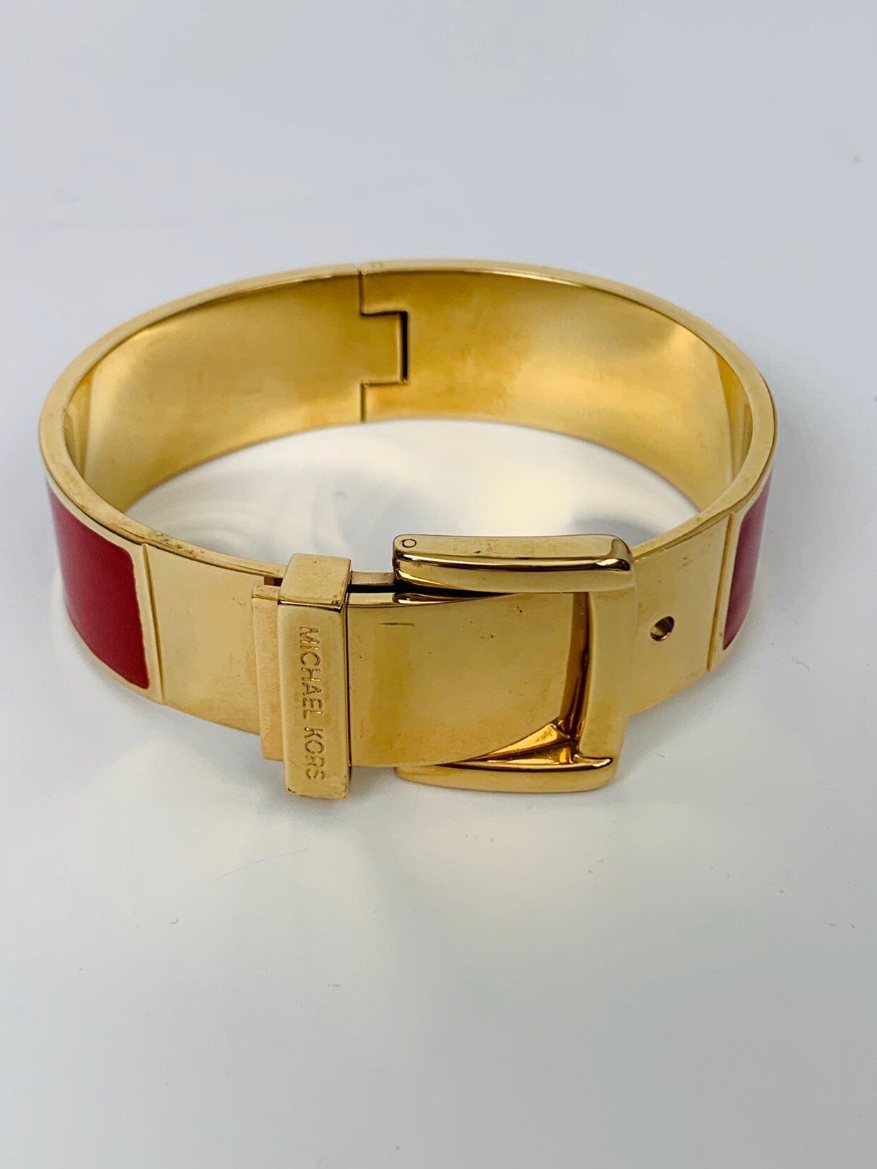 Vintage Michael Kors Gold Tone and Red Belt Buckle Bracelet - Etsy New  Zealand
