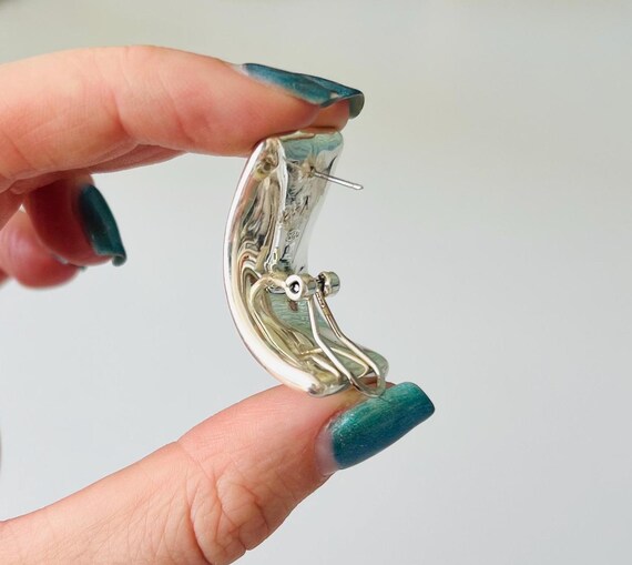 Sterling Silver Large Rounded Rectangular Pierced… - image 2