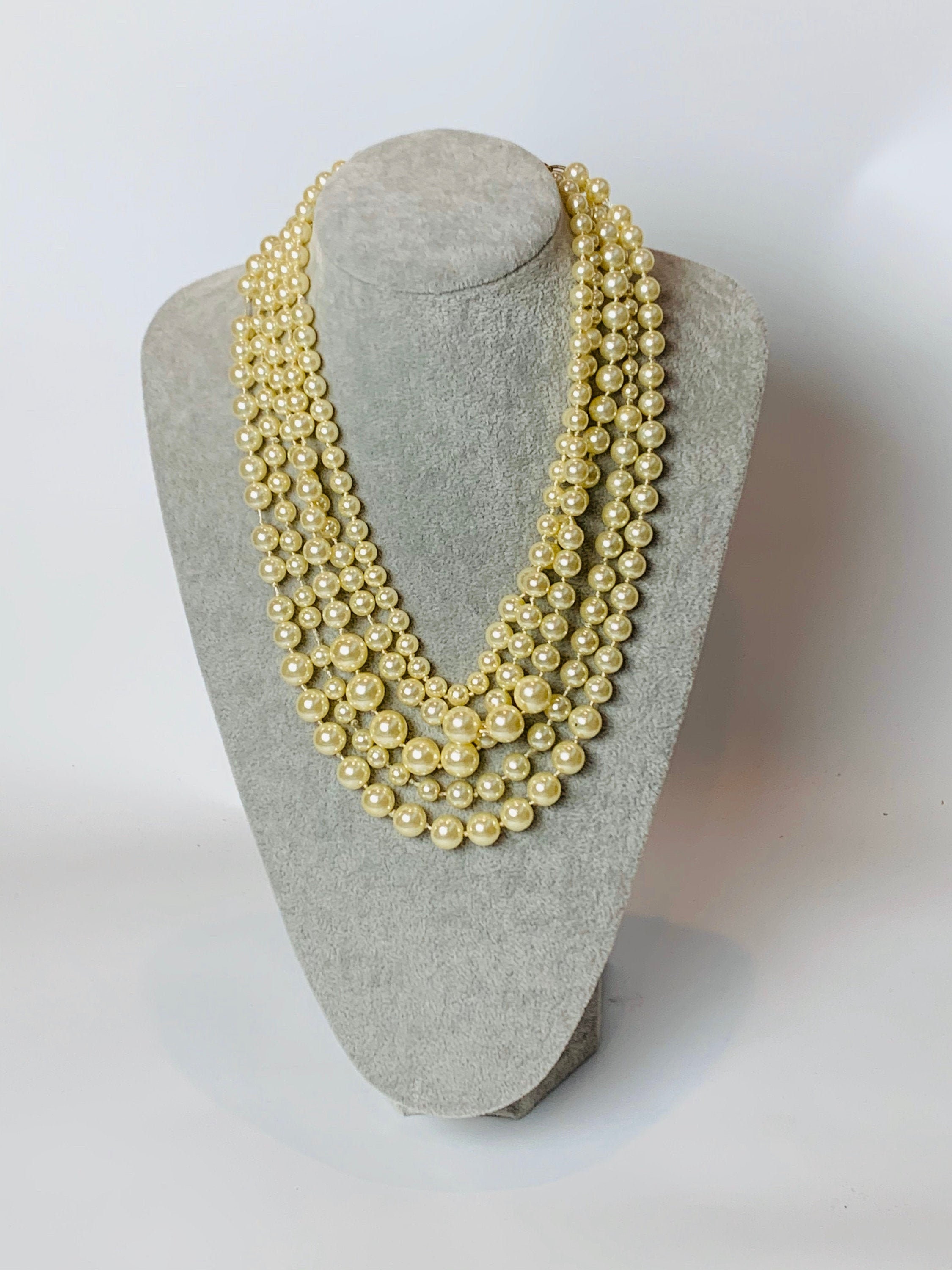 Vintage J Crew Five 5 Strand Faux Pearl 