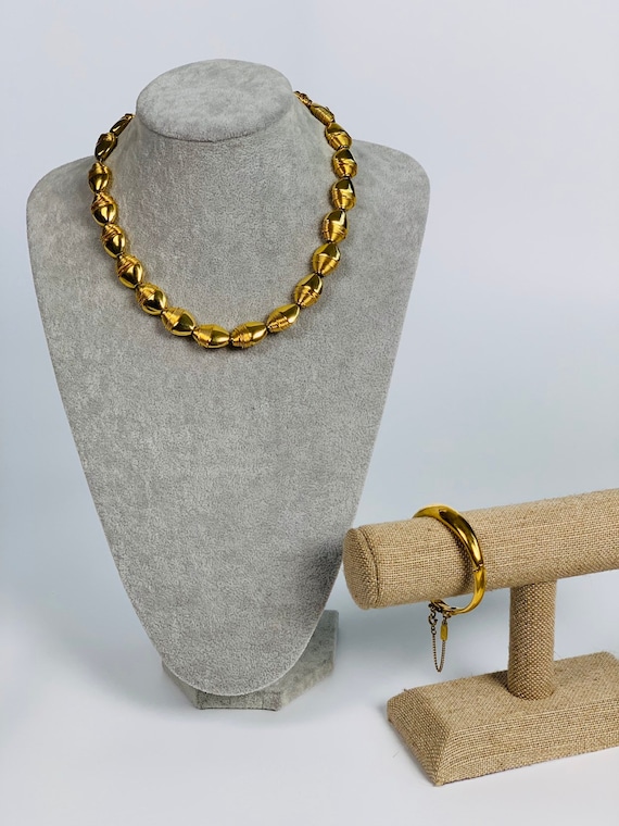 Vintage Monet Gold Tone Necklace and Bracelet Etsy