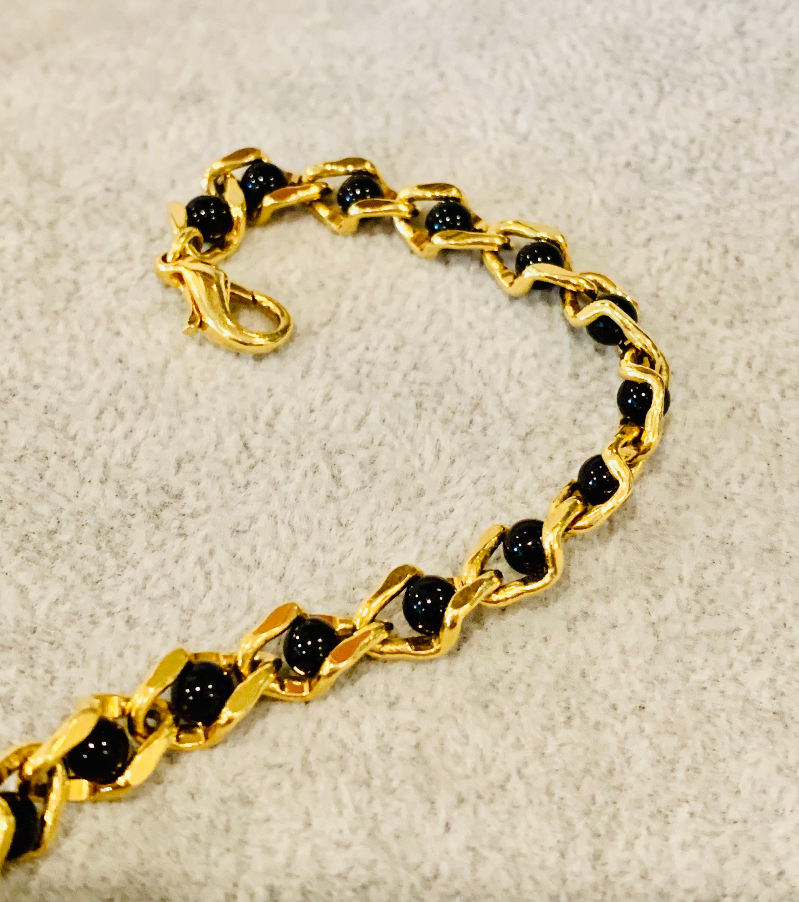 Vintage Avon Gold Tone Chain Link Bracelet With Black Glass Etsy