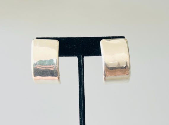 Sterling Silver Large Rounded Rectangular Pierced… - image 1