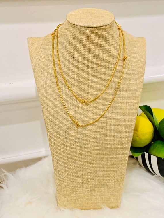 Vintage Long Gold Tone Knotted Chain Link Necklace 36 Etsy