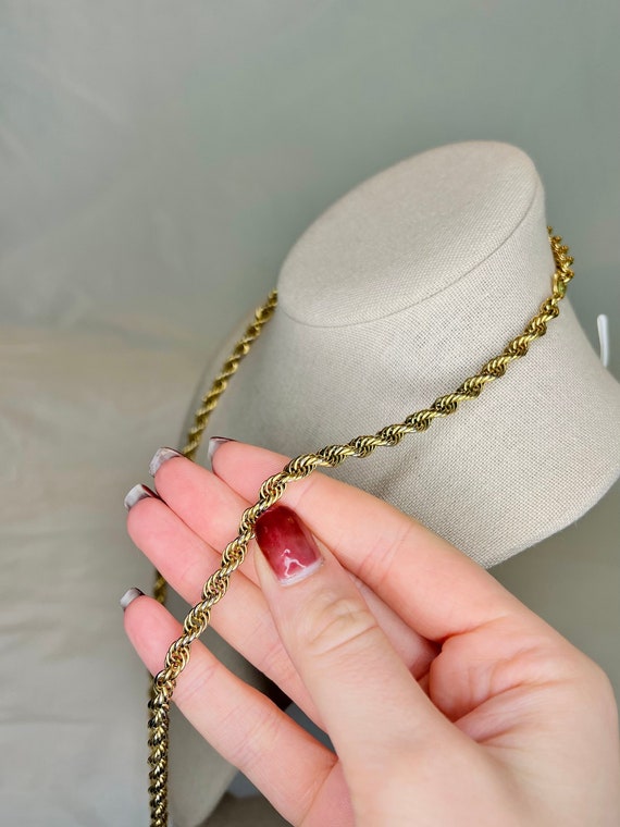 Vintage Gold Tone Monet Chunky Rope Chain Necklace - image 1