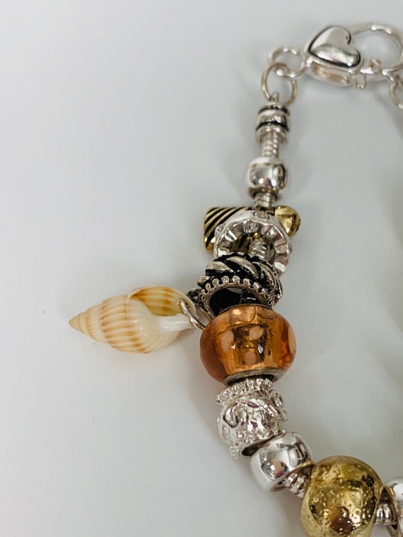 Vintage Silver Tone Ocean Themed Charm Bracelet w… - image 4