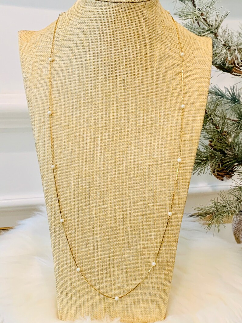 Vintage Napier Gold Tone Chain with Faux Pearls 29
