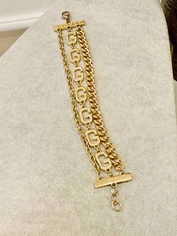 Vintage Guess Gold Tone Multi Chain Link Rhinesto… - image 3