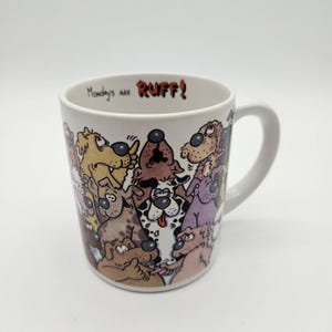 Vintage Carte Blanche Greetings Cartoon Dog Coffee Mug Cup Mondays are Ruff!