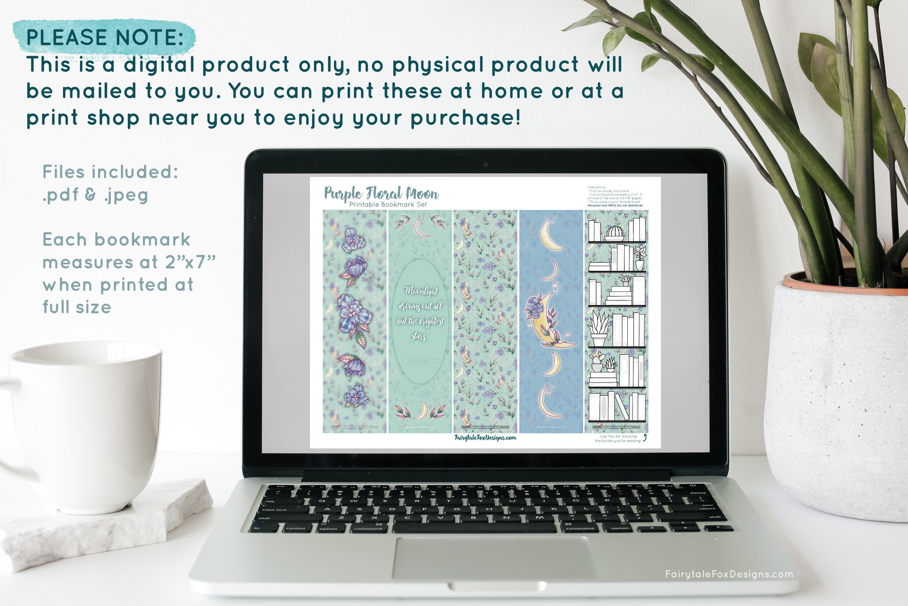 floral moon bookmark printable bookmark lunar bookmarks etsy