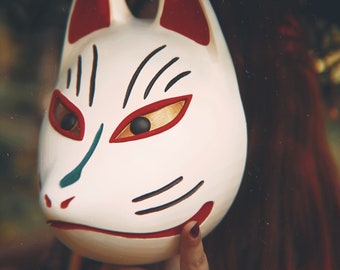 Kitsune mask, Japanese mask, traditional Japanese mask, yokai, oni, Japanese decoration