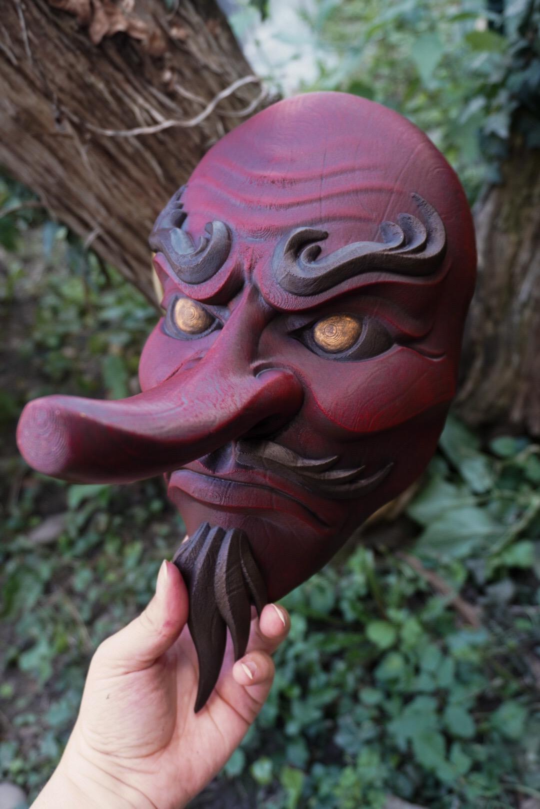 Wooden Oni Mask - Etsy