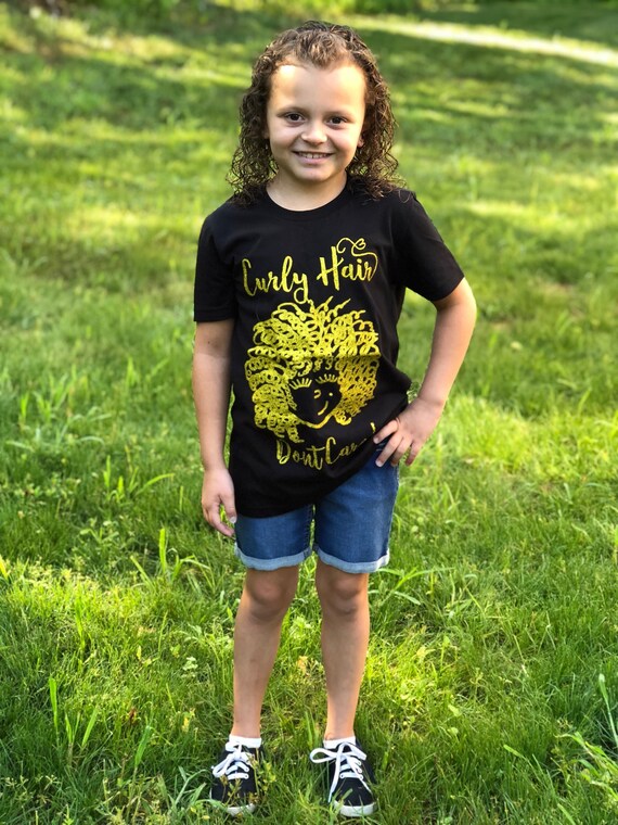 Curly Girl Shirt Curly Hair Dont Care Girls Shirt Kids Etsy