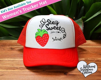 Keep it Sweet Summer Strawberry Trucker Hat for Women | Mommy and Me | Strawberries | Women's Ministry | Women's Retreat | Women's Hat