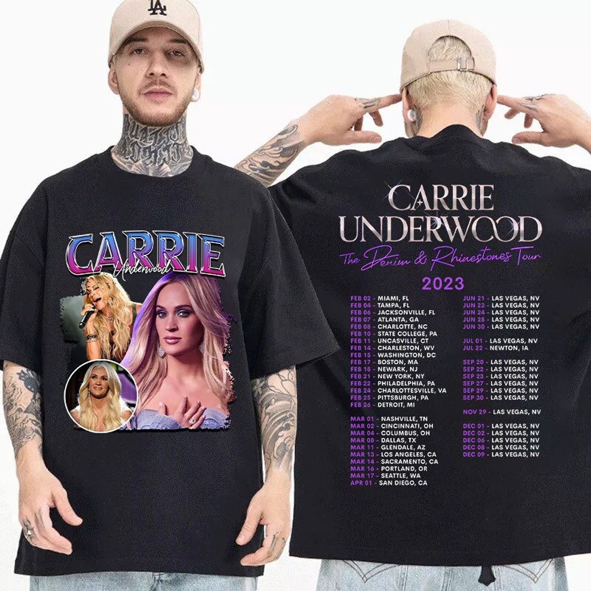 Discover Carrie Underwood Denim and Rhinestones Tour 2023 Double Sided Shirt, Carrie Underwood Fans Shirt