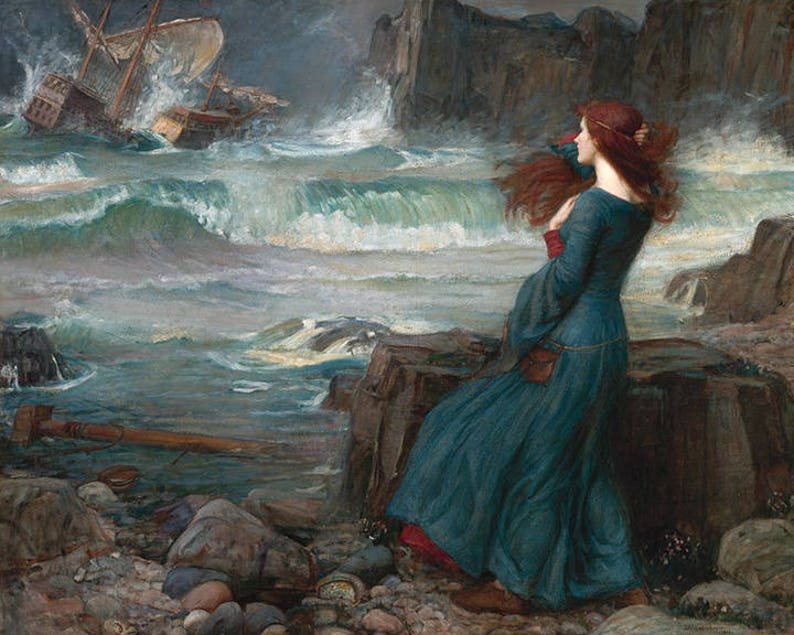 Miranda The Tempest by John William Waterhouse 1916 Coastal image 0