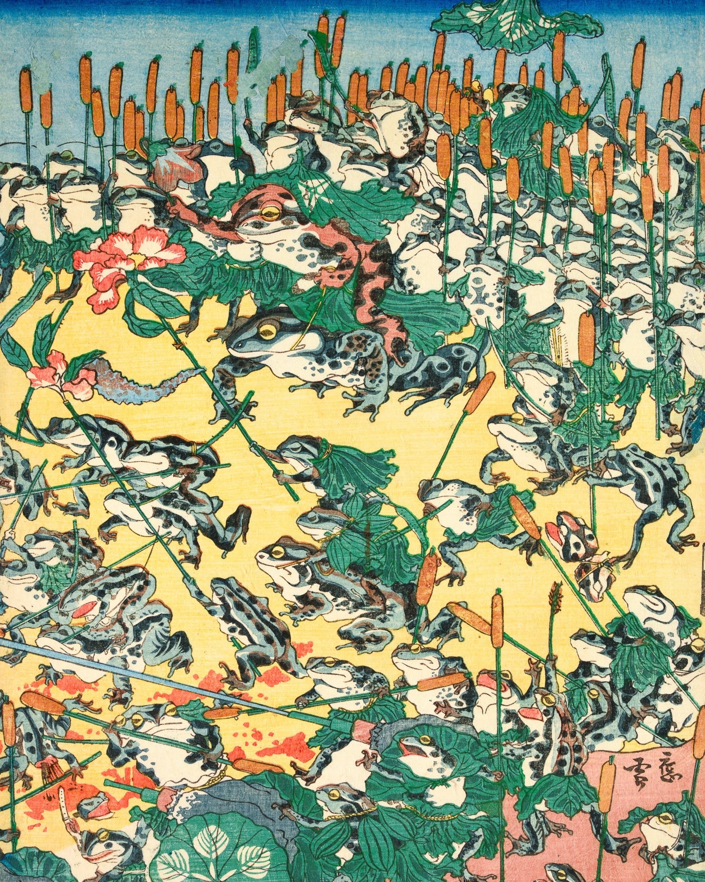 Fashionable Battle of Frogs by Kawanabe Kyosai, 1864 - Japanese