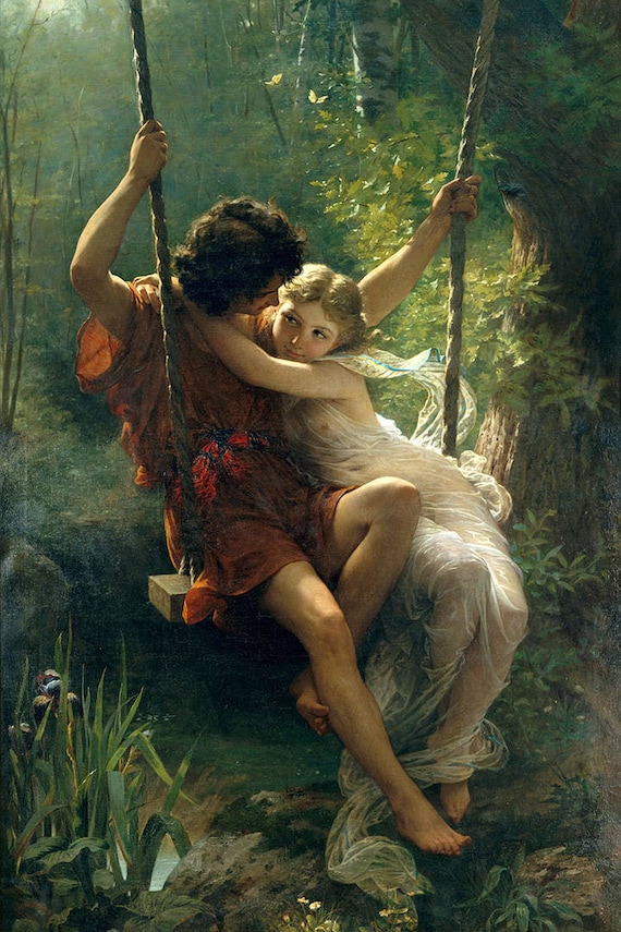 Primavera de Pierre-Auguste Cot Pareja Amantes Vintage | Etsy