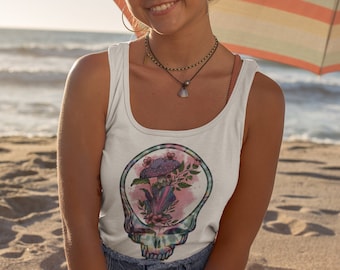 Silver Lining, Crystal, Mushroom, Tie Dye, Steelie Razor Back tank- RUNS SMALL