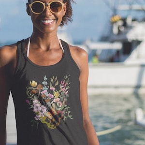The Dead Stealie Grateful Botanical Women&#39;s Tank Top, Racerback for Women, Music Festival Clothing, Flowy Tri-Blend Tank, Boho Hippie Tank
