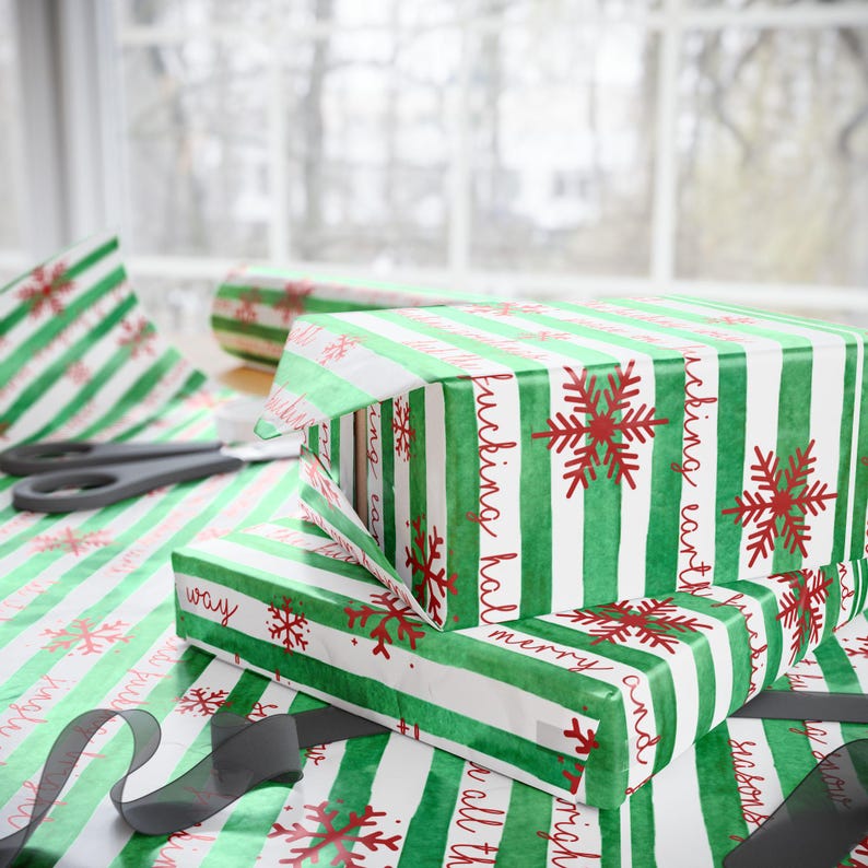 Swear Word Holiday Wrapping Paper Wrapping Papers | Adult Funny Curse Word Gift Wrap image 7