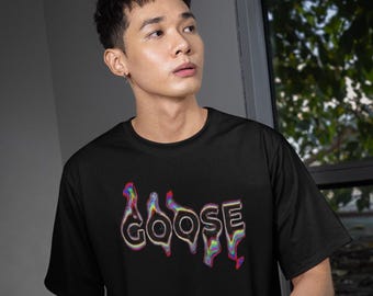 Glitch Goose the band T-shirt | Distorted Text, Retro RGB Drip - Comfort Colors