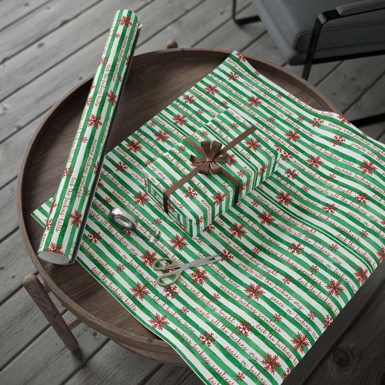 Swear Word Holiday Wrapping Paper Wrapping Papers | Adult Funny Curse Word Gift Wrap image 16