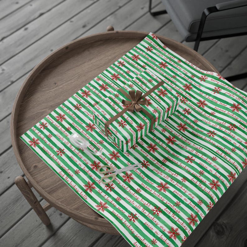 Swear Word Holiday Wrapping Paper Wrapping Papers | Adult Funny Curse Word Gift Wrap image 11