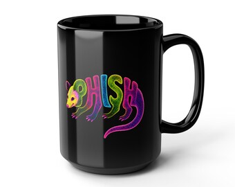Phish inpired, Possum, Phan, Coffee & Tee, Black Mug, 15oz