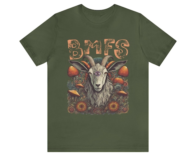Featured listing image: Billy Strings, BMFS Trippy mushroom, billy goat Unisex Jersey Short Sleeve Tee