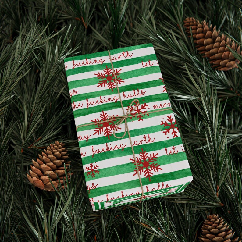 Swear Word Holiday Wrapping Paper Wrapping Papers | Adult Funny Curse Word Gift Wrap image 17