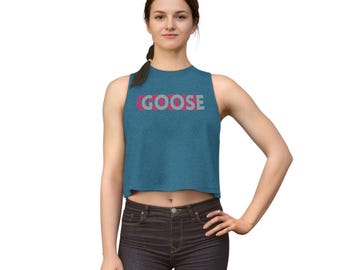 Goose the band, trippy text Women's Crop Top
