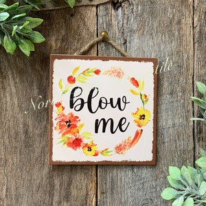 Blow Me, Funny Sign, Sarcastic Sign, Friend Gift, Funny Office, Good Humor Sign, Gag Gift, Funny Decor, Bar Decor, Bathroom Sign