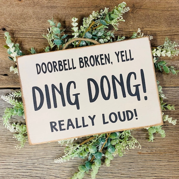 Дверной звонок сломан, Крик Дин Донг, Знак приветствия, Знак крыльца, Знак дома, Знак входа, Знак крытого крыльца, Знак дверного звонка, Знак не стучать