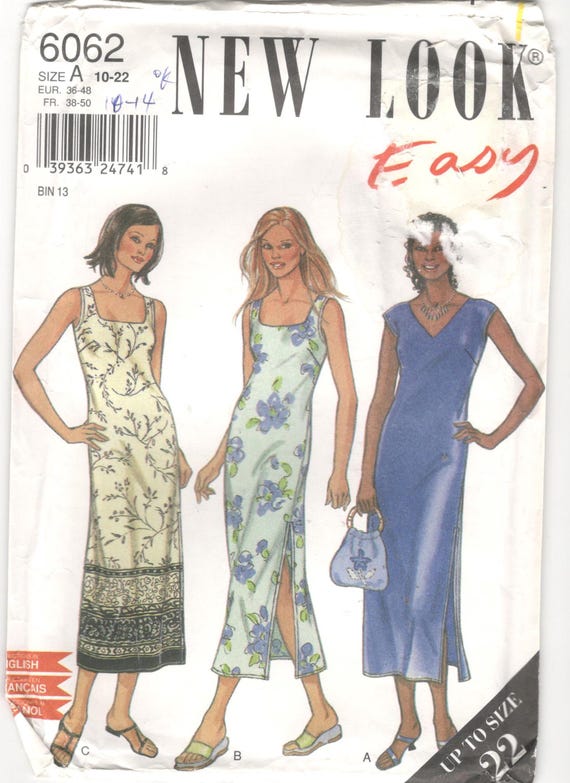 New Look 6062 naaipatroon zomerjurk met variaties mouwen en halslijn. Maat 10 14. Etsy Nederland