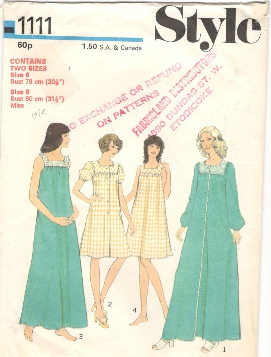 Style 1111 Sewing Pattern Misses' Negligee and Nightdress Etsy