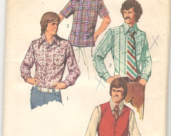 Simplicity 5047; ©1972; Men's Vest and Set of Shirts, Size 42, Chest: 42".