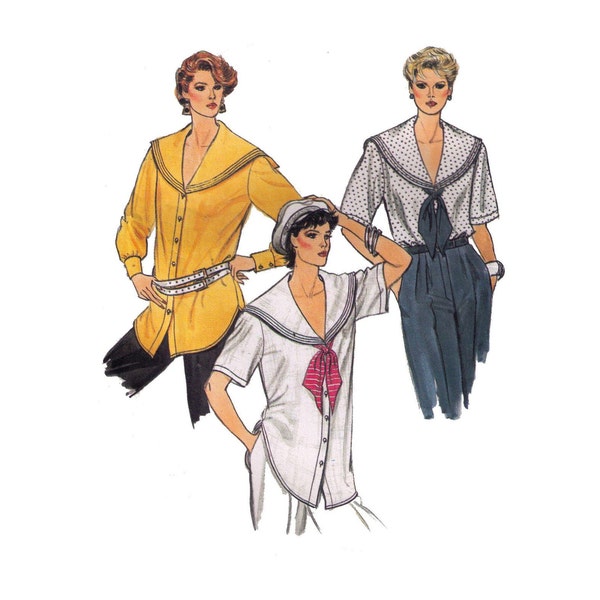 Vogue 9224, 80s sewing pattern, size 10 loose fitting pin tuck blouse, shoulder pads