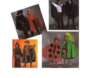 Uncut Simplicity 7470, 90s sewing pattern, size S-L children's Halloween costume, devil, archer, lady bug, frog, vampire