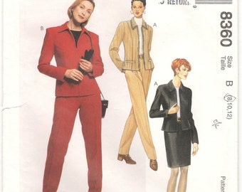 McCall’s 8360 Couture Pattern, Miss' Lined or Unlined Jacket, Skirt and Pants, Taille 8.
