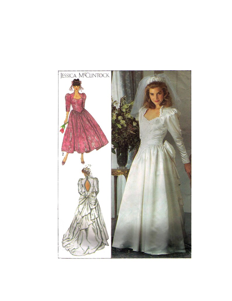 size 8-14 women/'s wedding dress prom dress pattern full skirt bridesmaid dress Simplicity 9505 80s sewing pattern