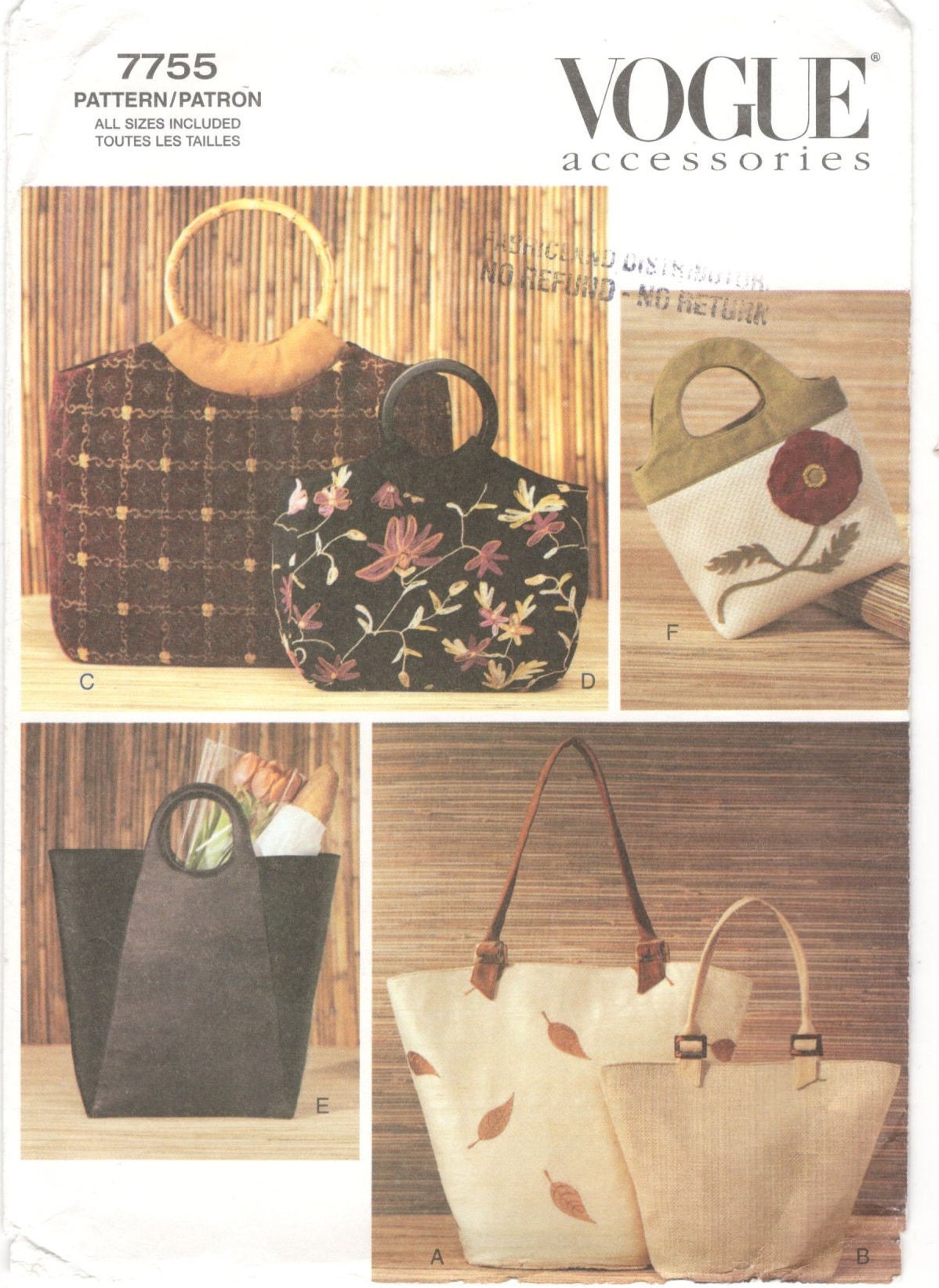 Buy OUT of PRINT Vogue Sewing Pattern V8009 Handbags Online in India - Etsy