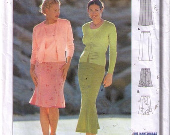 Burda 8973, sewing pattern, size 8-14 women's flared skirt side slit knee length