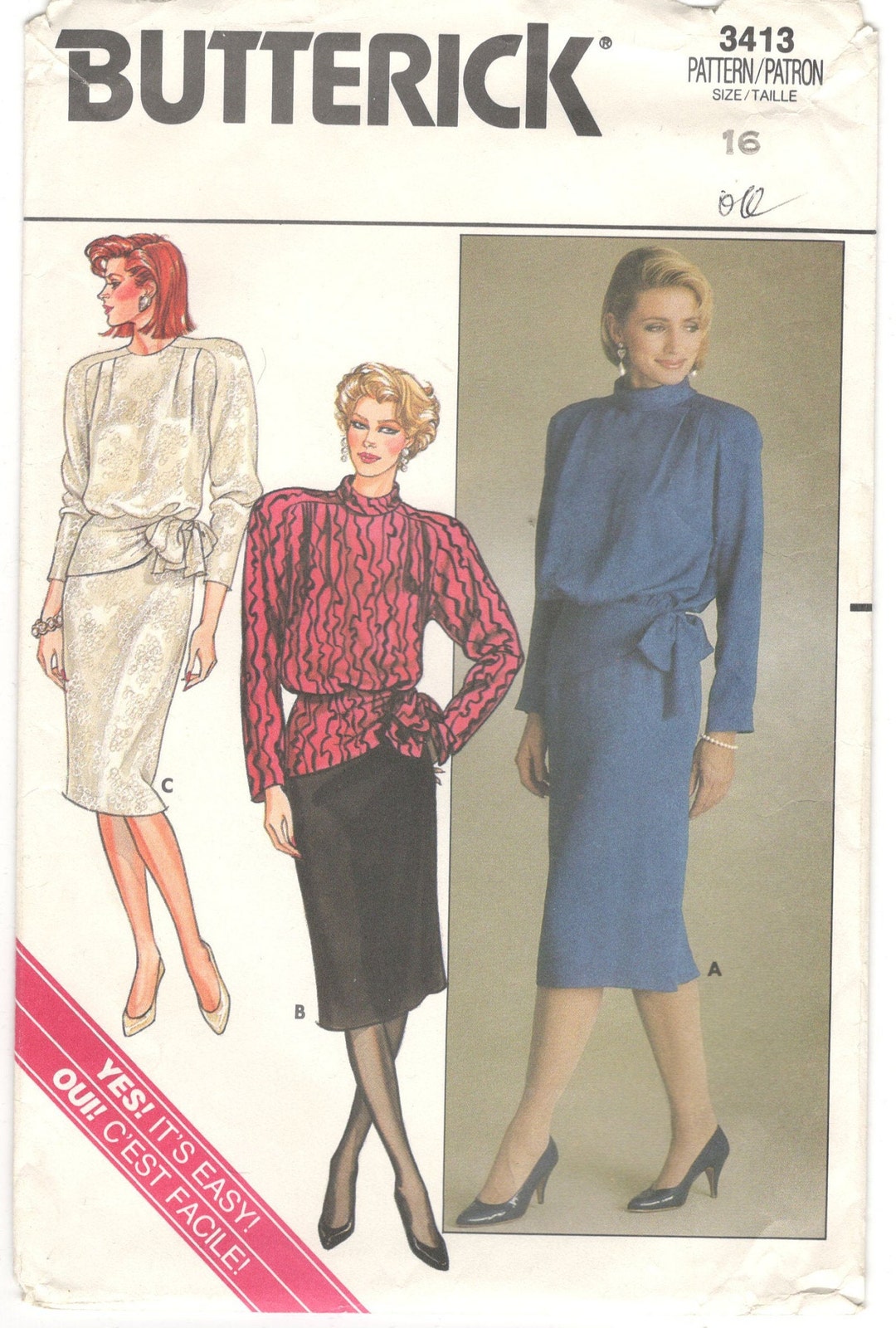 Butterick 3413 Sewing Pattern Misses' Top and Skirt Size - Etsy