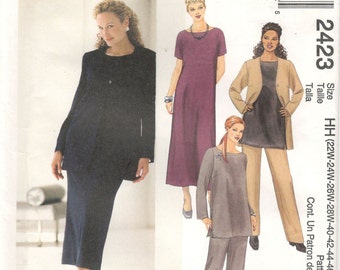 McCall's 2423 Sewing Pattern, Misses' Unlined Jacket, Dress, Top and Pull-on Pants, Size 22W-46. Uncut and FF.