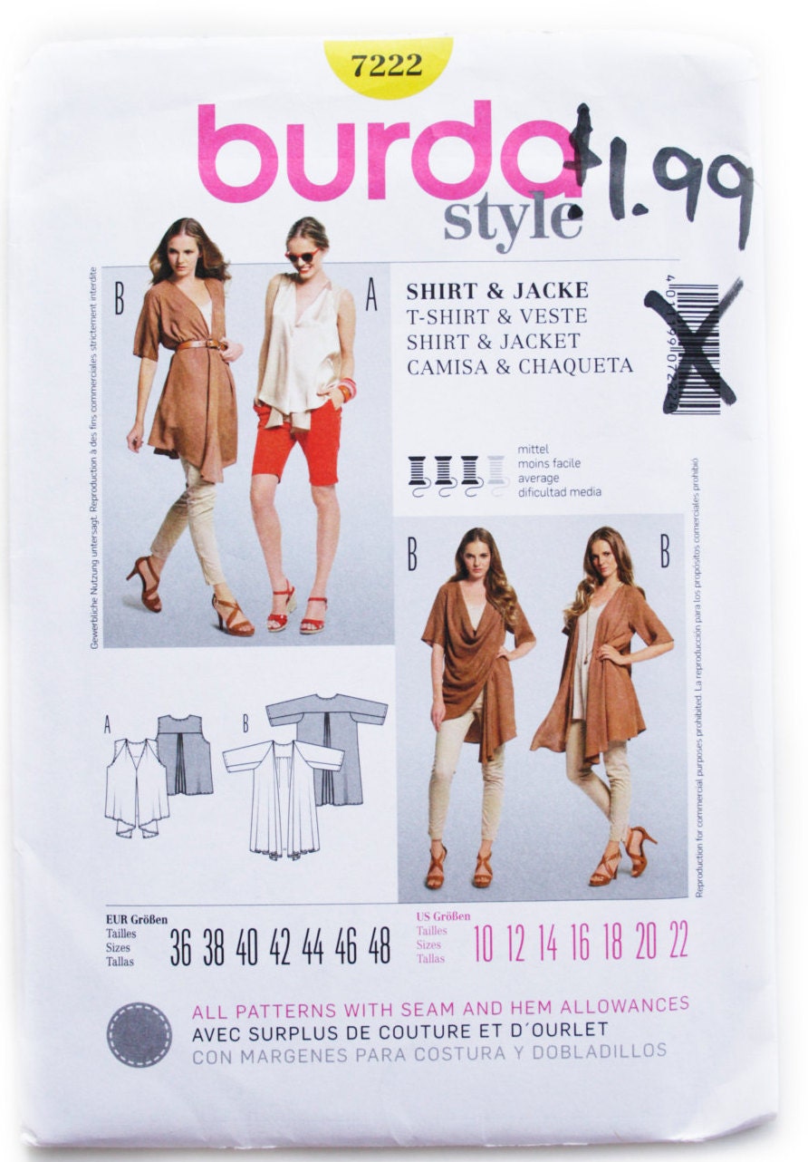 leg slit skirt sewing pattern spaghetti strap size 12-20 women/'s tank top Uncut Burda 5848