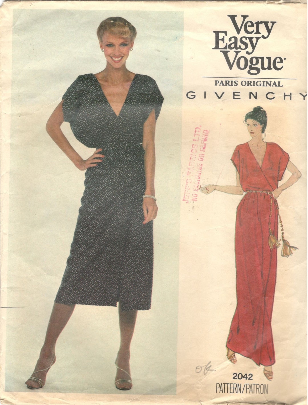 Vogue 2042 Sewing Pattern Givenchy Size 6 Women's Midi - Etsy