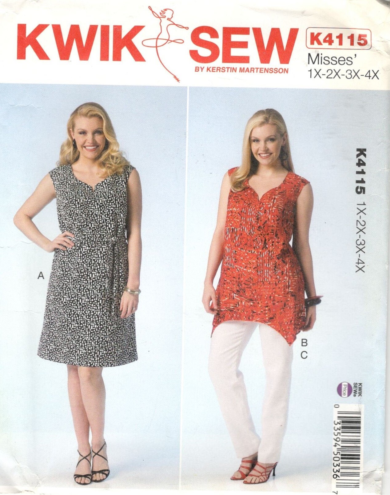 Kwik Sew 3418 Misses Knit Top and Tunic Sewing Pattern Sleeveless