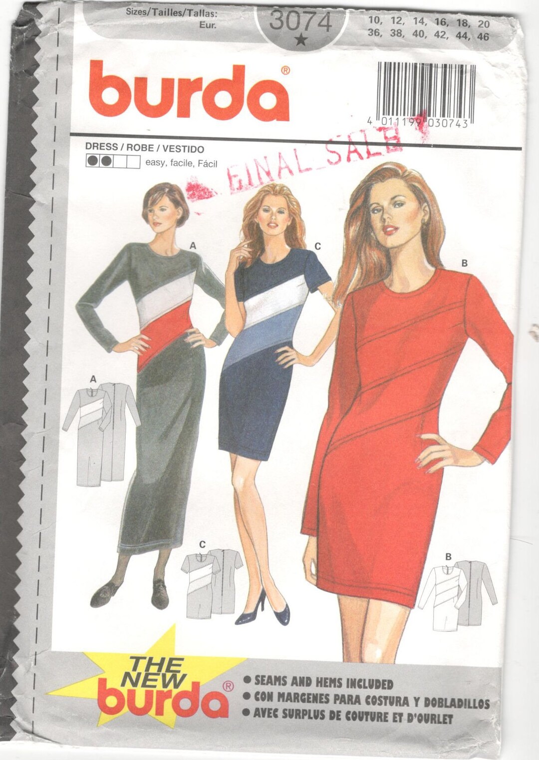 8488 UNCUT Vintage McCalls SEWING Pattern Miss Loose Fitting Dress Front  Button