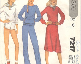McCalls 7217 - Activewear Sewing Pattern - Pullover Top With Optional Hood, Joggers, Shorts, Skirt, Size 8